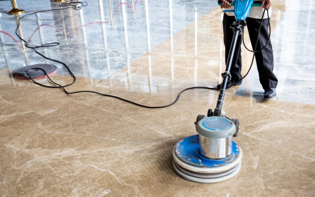 Burnishing commercial floors maintenance